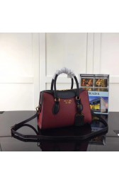 Fake Prada Calf leather Tote Bag 1BH093 Wine with black HV11929kw88