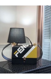 FENDI Kan I Leather Shoulder Bag 8BT283B black HV03370ED90