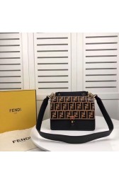 FENDI Kan I Leather Shoulder Bag F9235 black HV03314sf78