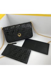 Fendi WALLET ON CHAIN WITH POUCHES leather mini-bag 8BS032 black HV10420Cw85