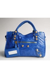First-class Quality Balenciaga Giant City Gold Studs bag Blue 084332B HV08131VJ28
