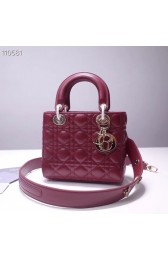 First-class Quality Dior lucky badges Original sheepskin Tote Bag A88035 burgundy HV07652Sf41