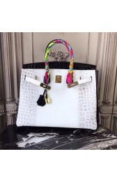 Hermes Birkin Tote Bag Croco Leather BK35 black&white HV05392Mc61