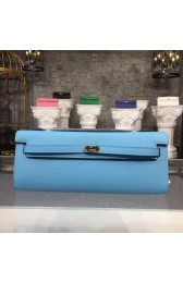 Hermes Kelly Clutch Epsom calfskin H0588 sky blue HV03767Ri95