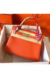 Hermes original Togo leather kelly bag KL320 orange HV01689KX86