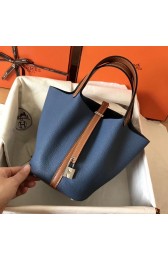 Hermes Picotin Lock PM Bags Original Leather H8688 blue&brown HV09913Is79
