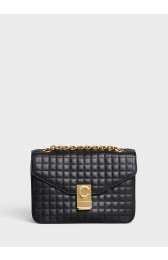 High Quality Imitation CELINE MEDIUM C BAG IN BICOLOUR QUILTED CALFSKIN CL87253 black HV01120Vu82