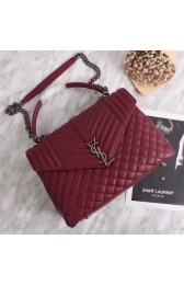 High Quality Replica Yves Saint Laurent Monogramme Calf leather Shoulder Bag 26681 Deep red HV03798aR54