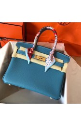 Imitation AAA Hermes Birkin Tote Bag Original Togo Leather BK35 blue HV05082kf15