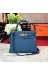 Imitation AAA Hermes Kelly KY32 Tote Bag togo original Leather blue Gold hardware HV09827kf15