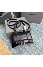 Imitation Balenciaga Hourglass XS Top Handle Bag shiny box calfskin 28331 black HV10154zn33