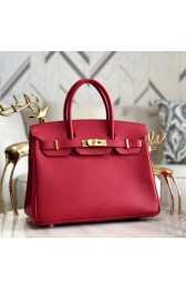 Imitation Fashion Hermes original Epsom Leather HB35O red&gold Metal HV03183kd19