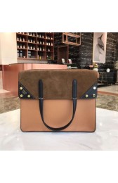 Imitation FENDI FLIP REGULAR Multicolor leather and suede bag 8BT302A Apricot&brown HV01631Dl40