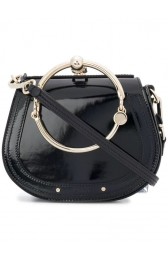 Imitation High Quality CHLOE Small Nile patent leather bracelet bag 3E1302 black HV05492HH94