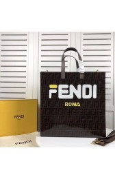 Imitation High Quality Fendi SHOPPER F1843 brown&white HV09872HH94