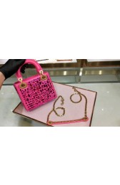 Imitation MINI LADY DIOR BAG WITH CHAIN SMOOTH CALFSKIN EMBROIDERED WITH A MOSAIC OF MIRRORS M0598 rose HV05297Tm92