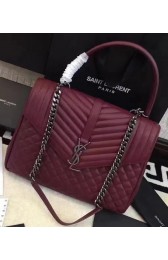 Imitation YSL Classic Monogramme Flap Bag Calfskin Leather Y268033 Burgundy HV09312Tm92