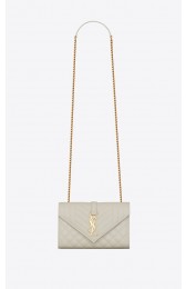 Imitation YSL ENVELOPE SMALL IN MIX MATELASSEGRAIN DE POUDRE EMBOSSED LEATHER 19207 BLANC VINTAGE HV08758SU87