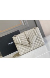 Imitation Yves Saint Laurent Calfskin Leather 487206 white&Ancient silver HV11068Fo38