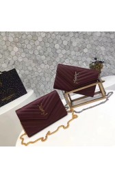 Imitation Yves Saint Laurent WOC Caviar leather Shoulder Bag 1003 Wine HV02182uq94