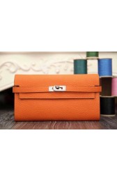 Knockoff 2015 Hermes kelly wallet new model 051300 orange HV00077cS18