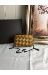 Knockoff BOTTEGA VENETA Knot snakeskin-trimmed satin clutch 62548 Bronze HV04382WW40