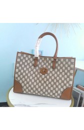 Knockoff Celine TEEN TRIOMPHE BAG IN TRIOMPHE CANVAS AND CALFSKIN CL94342 Brown HV08586yN38