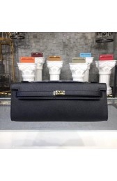 Knockoff Hermes Kelly Clutch Epsom calfskin H0588 black HV00823tp21