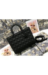 Knockoff LARGE LADY DIOR BAG Black Ultramatte Cannage Calfskin M0566SL HV05112WW40