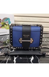 Knockoff Prada Cahier studded leather bag 1BD045-1 blue&black HV00730Ez66