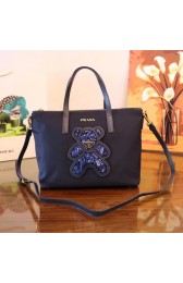 Knockoff Prada Nylon cloth casual bag 1BG061 dark blue HV07491yN38