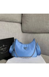 Knockoff Prada Re-Edition 2005 nylon shoulder bag 1BH204 light blue HV01827WW40