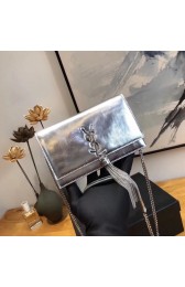 Knockoff SAINT LAURENT Kate Tassel matte leather cross-body satchel 86773 silver HV06081yK94