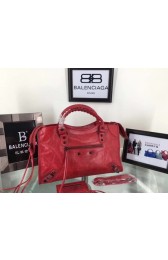 Luxury Balenciaga The City Handbag Calf leather 084332 red HV06395UV86