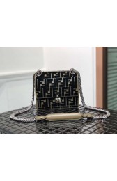 Luxury Replica Fendi KAN I SMALL Multicolor fabric mini-bag 8BT0381 black&Khaki HV00879vv50