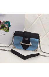 Prada Cahier calf leather bag 1BH018 blue HV02562hi67