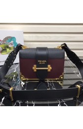 Prada Cahier leather bag 1BD045 Burgundy&black HV00465CI68