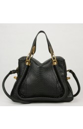 Replica 2011 Chloe Paraty Serpentine Leather Shoulder Bag 29883 Black HV07927TN94