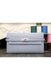 Replica 2015 Hermes kelly wallet new model 051300 gray-blue HV11779HB48