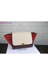 Replica Celine Trapeze Bag Original Leather 3342-1 off white&purplish red&red HV05687ij65