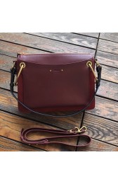 Replica CHLOE Roy leather and suede Medium shoulder bag 20656 Plum purple HV02087TN94