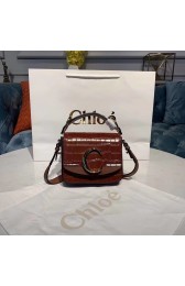 Replica Designer Chloe Original Crocodile skin Leather Top Handle Small Bag 3S030 brown HV10210Bb80