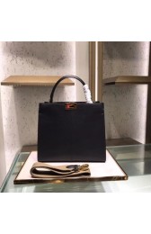 Replica Fendi PEEKABOO REGULAR Handbag in black Roman leather 8BN304A HV01066YP94