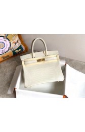 Replica Hermes Birkin Bag Original Leather crocodile HBK35 white HV03150cK54