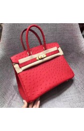 Replica Hermes Real ostrich leather birkin bag BK35 red HV11700sA83