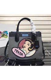 Replica Prada Dual calf leather bag 1BA178 grey&black HV00558iF91