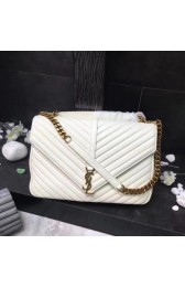 Replica YSL Flap Bag Calfskin Leather 392738 white Gold buckle HV06372Ix66