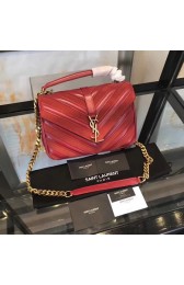 YSL Classic Calfskin Leather Flap Bag 2802 red HV04918Kf26