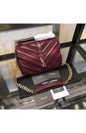 YSL Classic Calfskin Leather Flap Bag 2802 Wine HV03784rf73