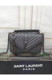 YSL Flap Bag Calfskin Leather 2508 Grey silver buckle HV02543nQ90